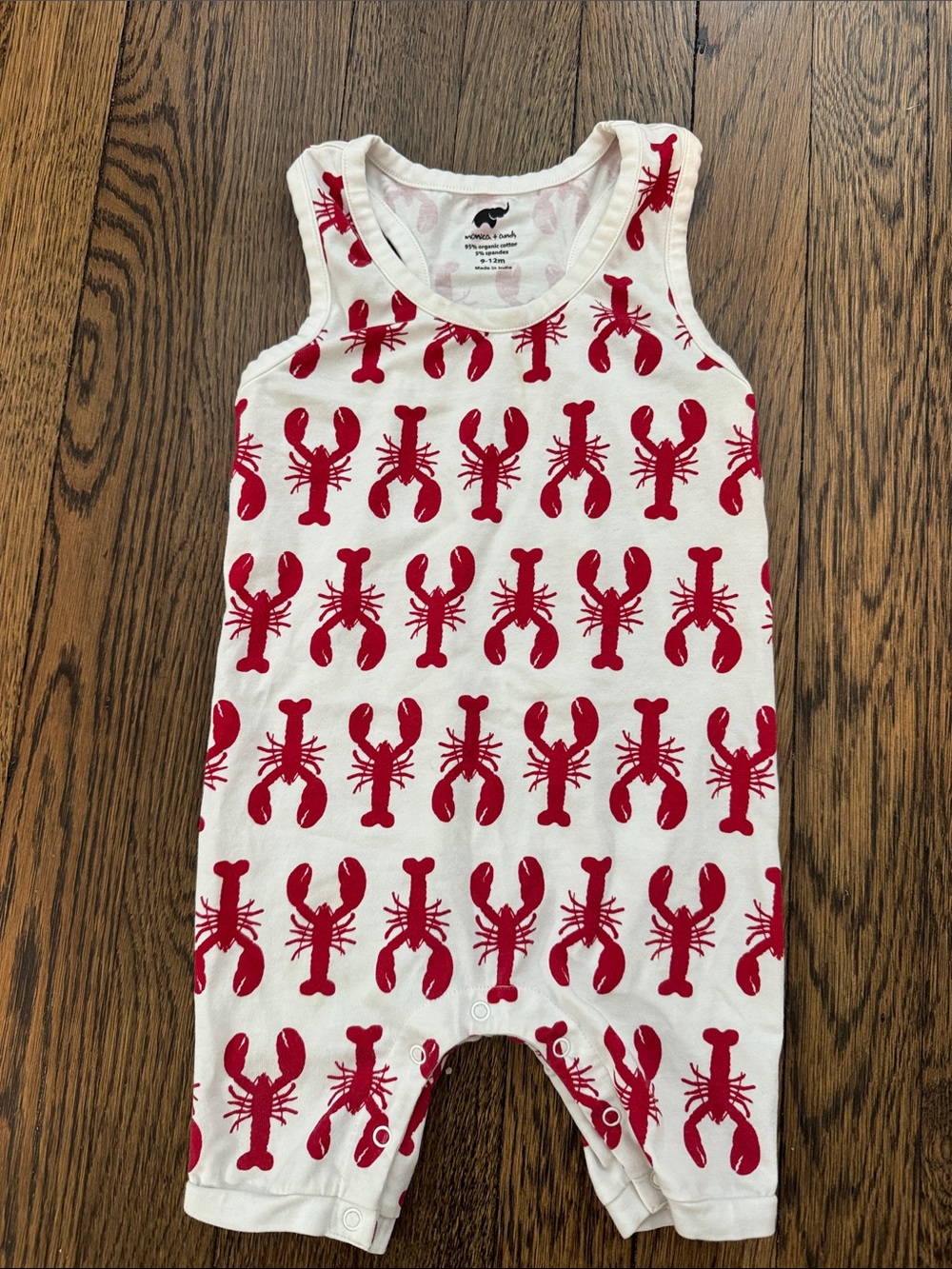 Monica & Andy White & Red Lobster Print Baby One-Piece 9 month - excellent condi
